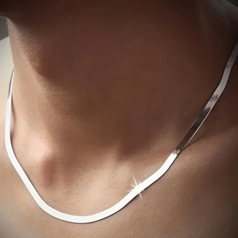 🆕️ Herringbone Silver Necklace💙